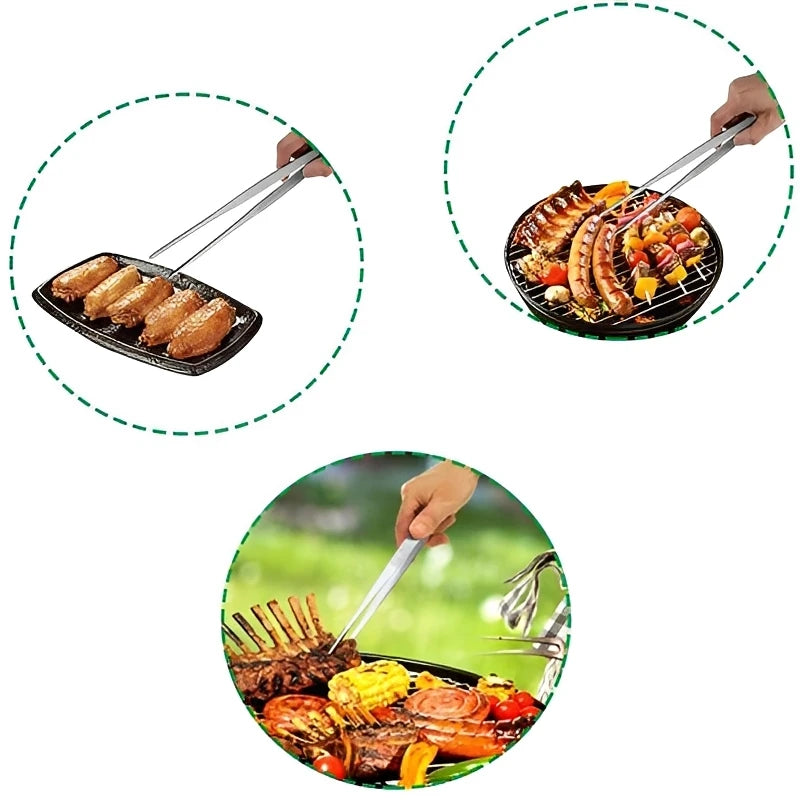 Stainless Steel BBQ Tongs – Multifunction Kitchen & Buffet Tool BBQ Cooking Tongs Babs