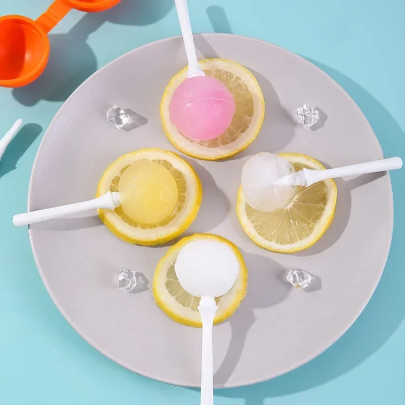 Silicone Lollipop Ice Ball Mold – DIY Popsicle Maker 4-Pack Ice Cream Mold Babs