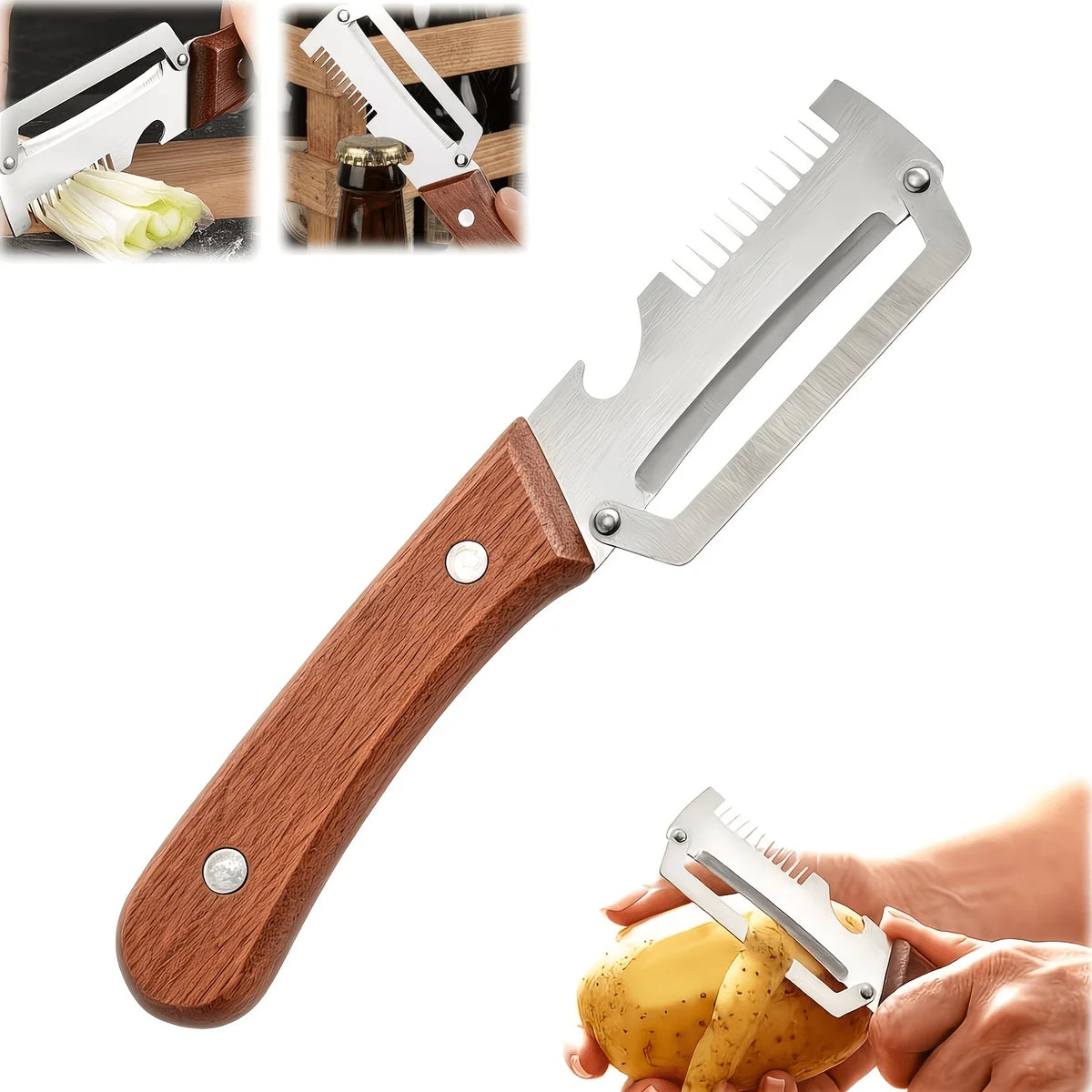 3-in-1 Stainless Steel Vegetable Peeler with Bottle Opener Vegetable Peeler Babs