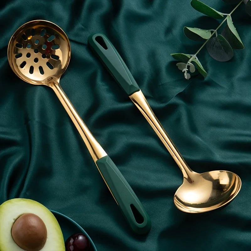 Stainless Steel Long Handle Soup Spoon & Slotted Ladle Soup Ladle Babs