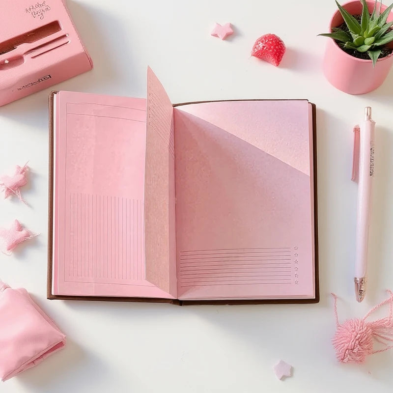 Strawberry Chocolate A6 Notebook – Kawaii Pink Journal & Planner Kawaii Notebook Babs