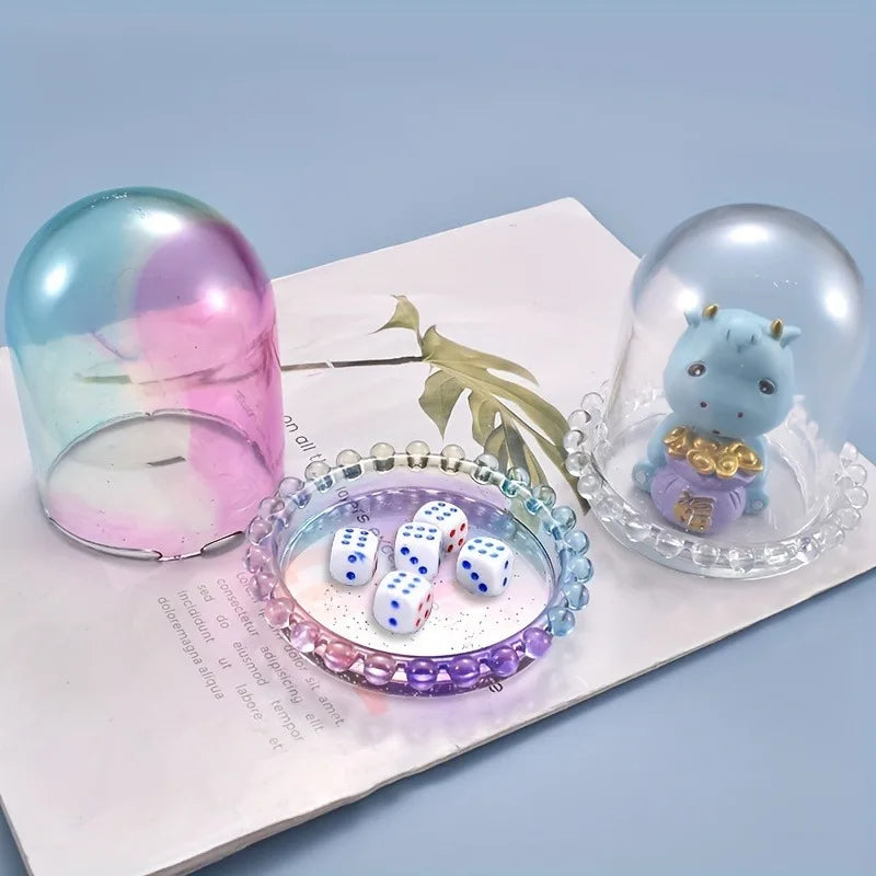 Cloche Bell Jar Silicone Resin Mold Set – Dome & Dice Cup Silicone Resin Mold Babs