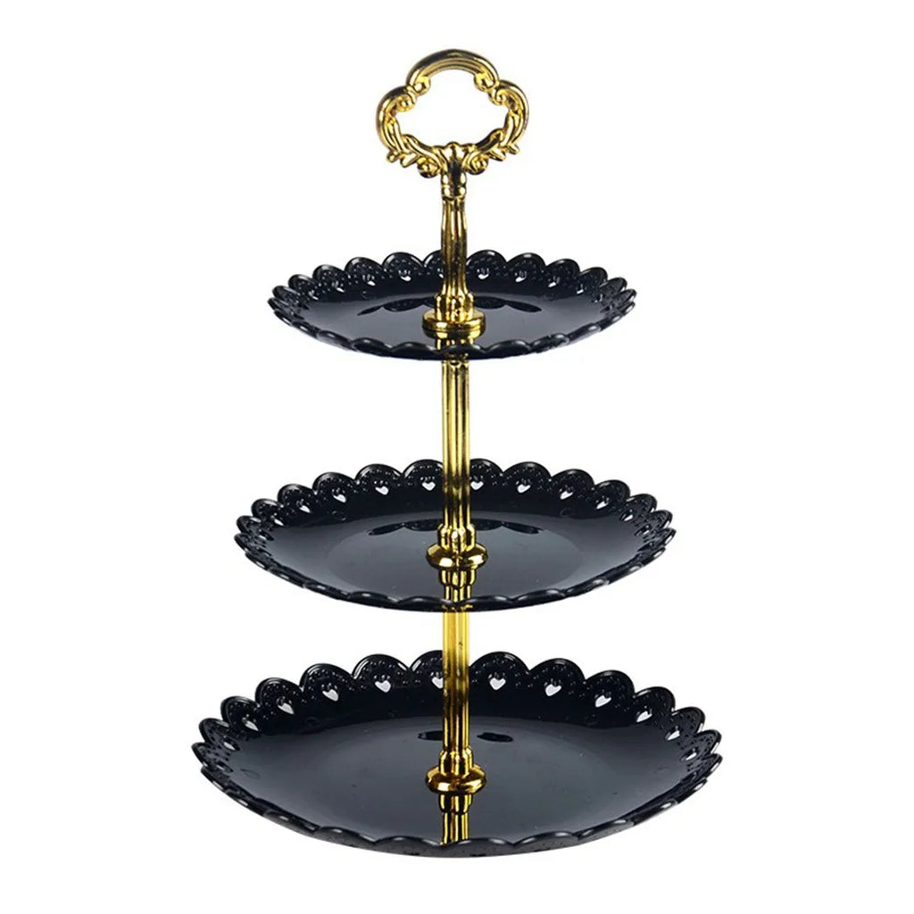 3-Tier Cake Stand Dessert Tray for Parties & Weddings Tiered Cake Stand Babs Black trumpet