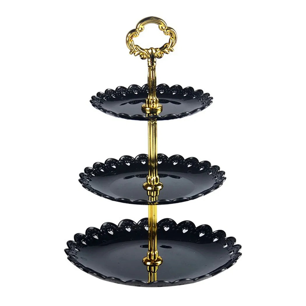 3-Tier Cake Stand Dessert Tray for Parties & Weddings Tiered Cake Stand Babs Black trumpet
