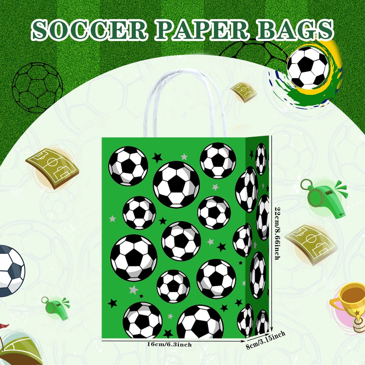 Soccer Party Bags with Handles | Kraft Treat Bags 5/10/20 Pcs Party Favor Bags Babs B 10 Pcs