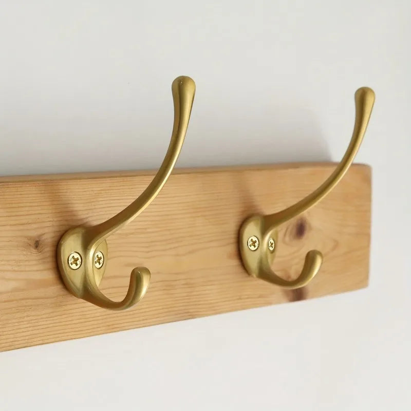 2-Pack Rustic Brass Wall Mount Coat Hooks – Heavy Duty Iron Wall Mount Coat Hook Babs