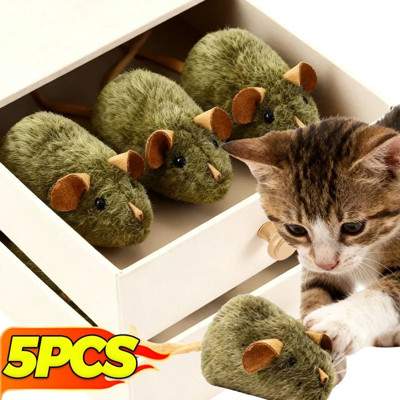 Interactive Plush Squeaky Mouse Cat Toy – 1–5 Pack Cat Plush Toy Babs