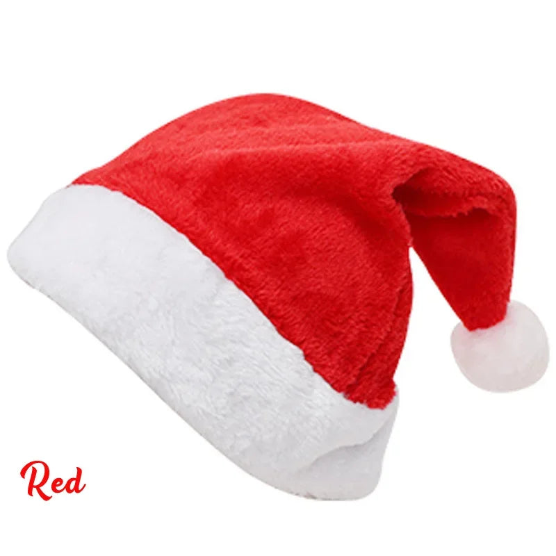 Velvet Border Christmas Hat for Adults & Kids – Santa Style Christmas Hat Babs Red Adult