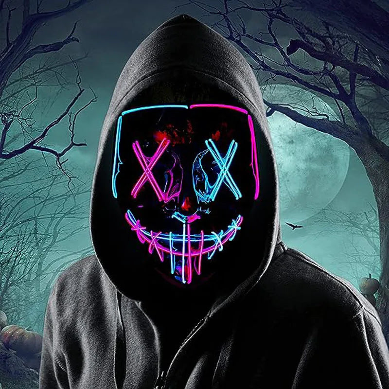 LED Glowing EL Wire Party Mask – Halloween Cosplay Costume LED Costume Mask Babs