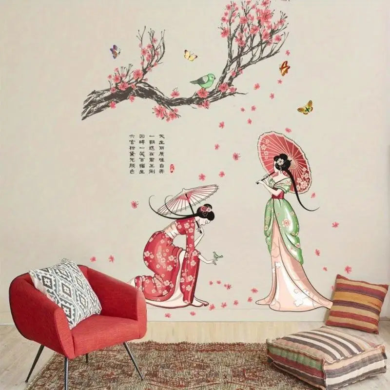 Chinese Retro Vinyl Wall Stickers – 3D Flower & Butterfly Decals Vinyl Wall Decal Babs