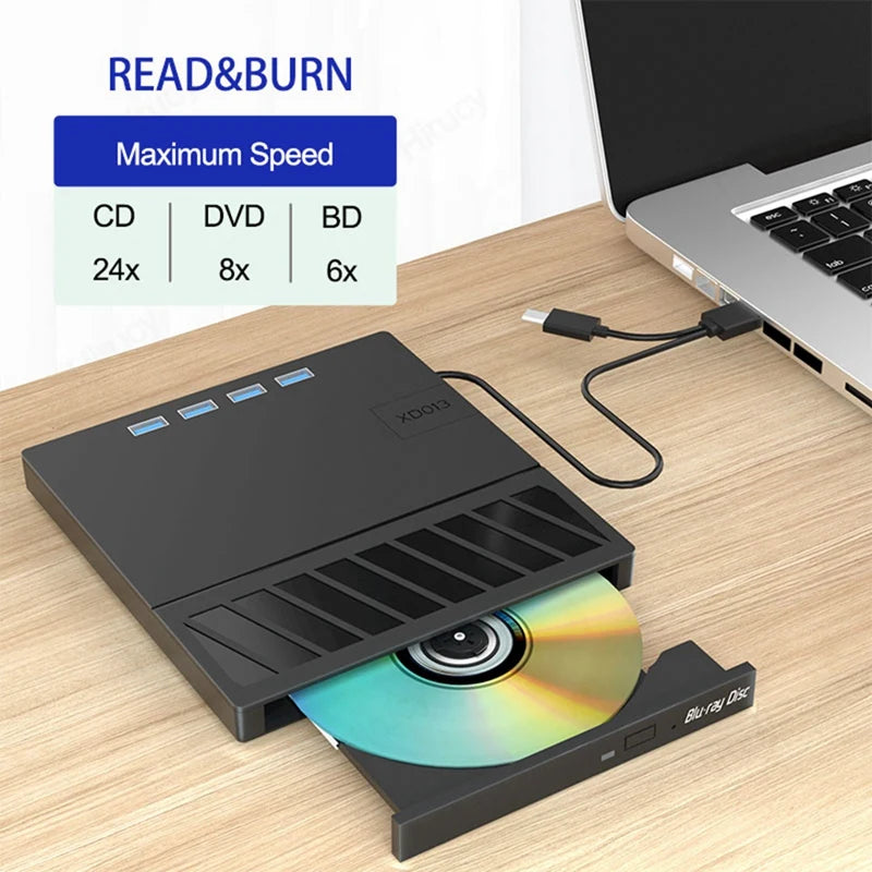 USB 3.0 Type-C External Blu-Ray Drive – CD DVD BD-RW Burner External Optical Drive Babs