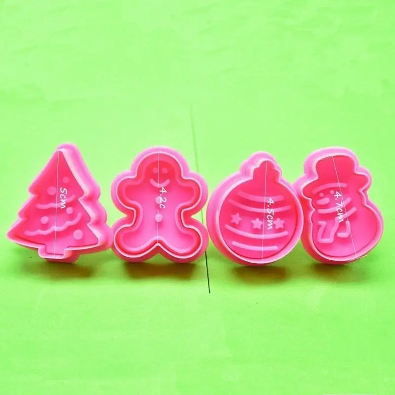 4-Piece Christmas Cookie Cutter & Fondant Mold Baking Set Cookie Cutter Set Babs