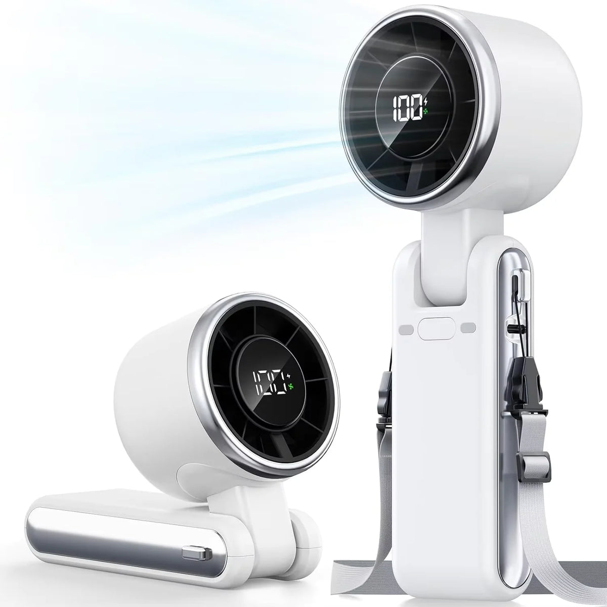 Rechargeable USB Mini Travel Fan – Foldable & Portable Portable Mini Fan Babs White