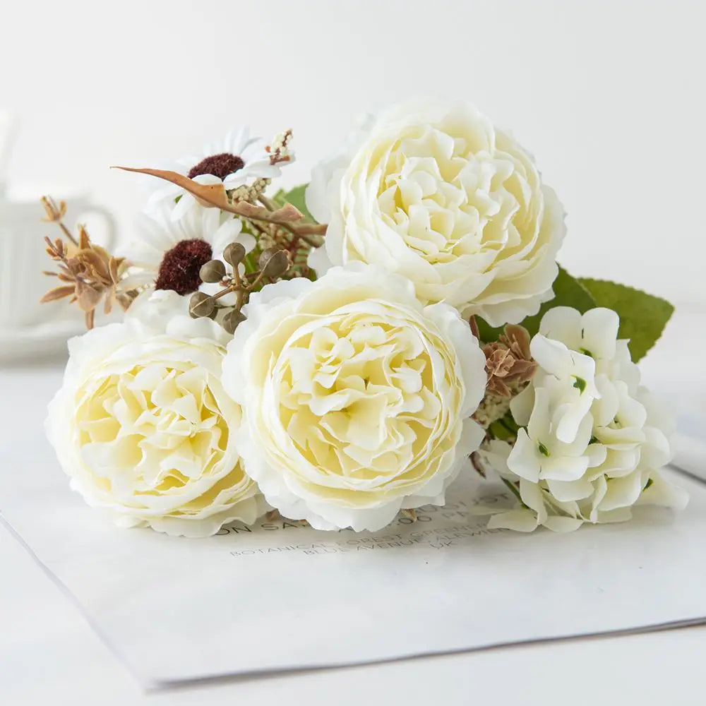Silk Persian Peony Artificial Flowers for Wedding & Home Decor Artificial Silk Flowers Babs WHITE 1 PC