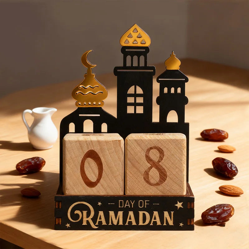Ramadan Countdown Calendar Wooden Blocks – Eid Mubarak Decor Wooden Countdown Calendar Babs