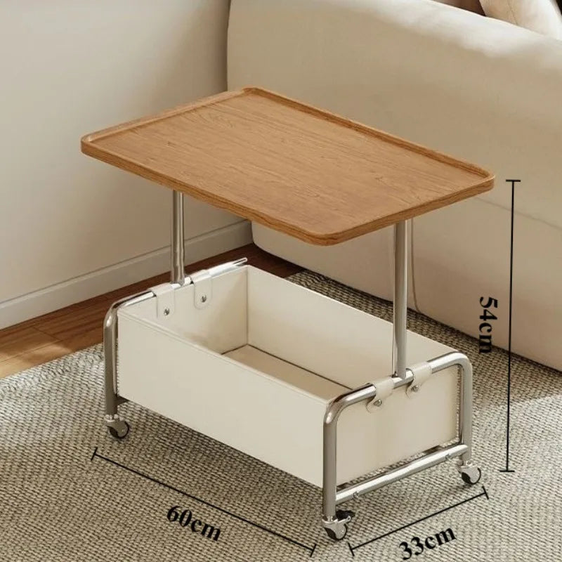 Nordic Wooden Coffee Table with Storage & Wheels | Modern Coffee Side Table Babs White