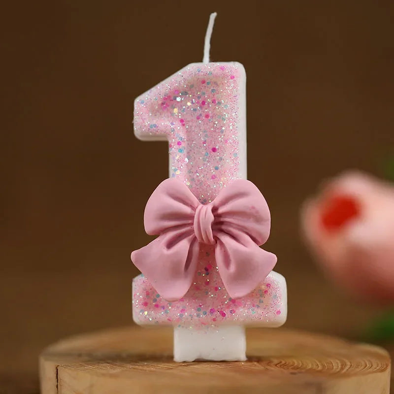 Pink Bow 3D Number Cake Candles – Birthday Party Decoration Number Cake Candles Babs 1