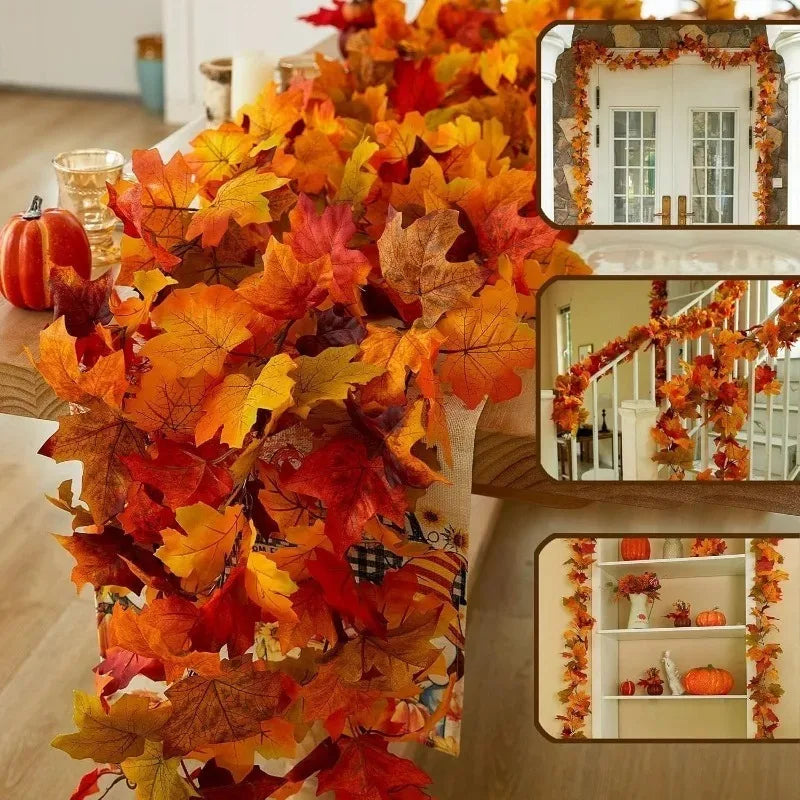 2M Fall Maple Leaf Artificial Garland | Autumn Vine Decor Artificial Leaf Garland Babs