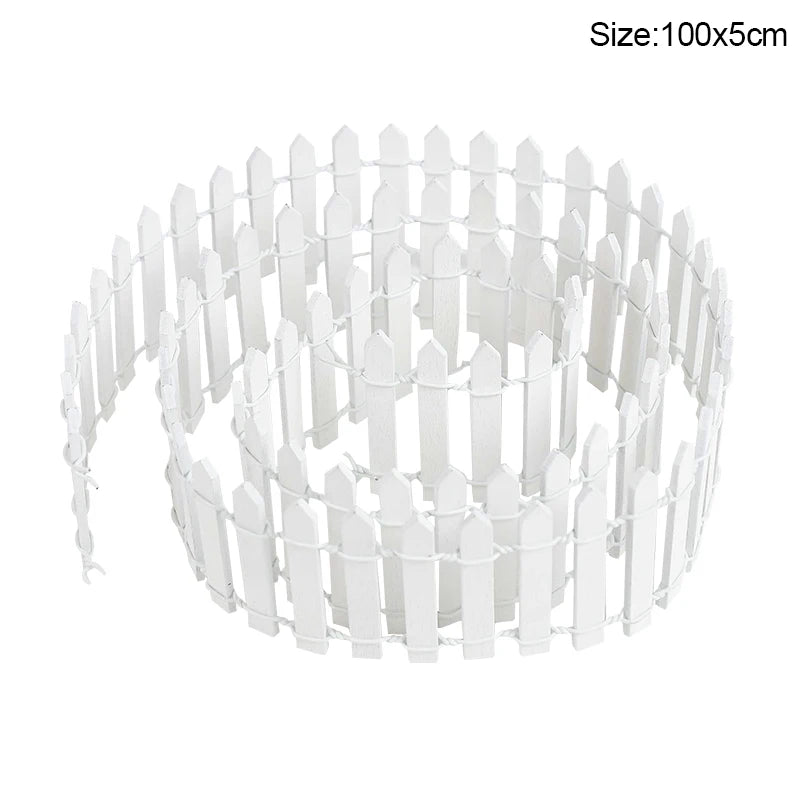 Mini Wooden Fence for Fairy Garden, Dollhouse & DIY Crafts Miniature Wooden Fence Babs 100x5cm-white