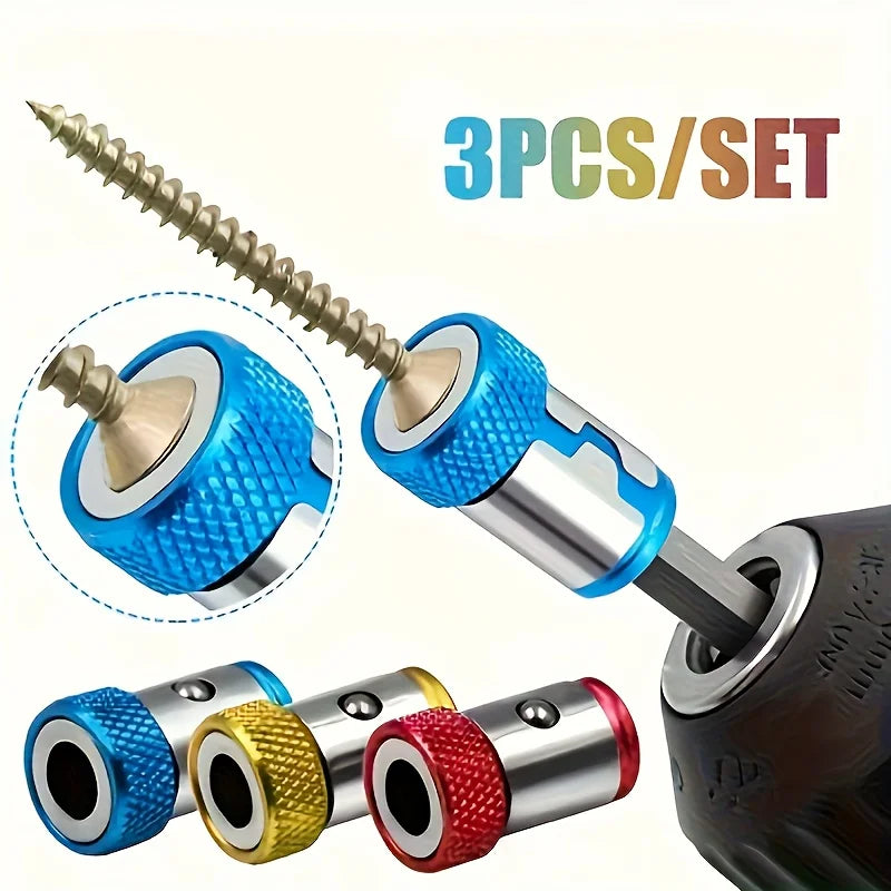 3-Pack Magnetic Lock Ring 1/4" Hex Shank Drill Bit Magnetizer Drill Bit Accessory Babs