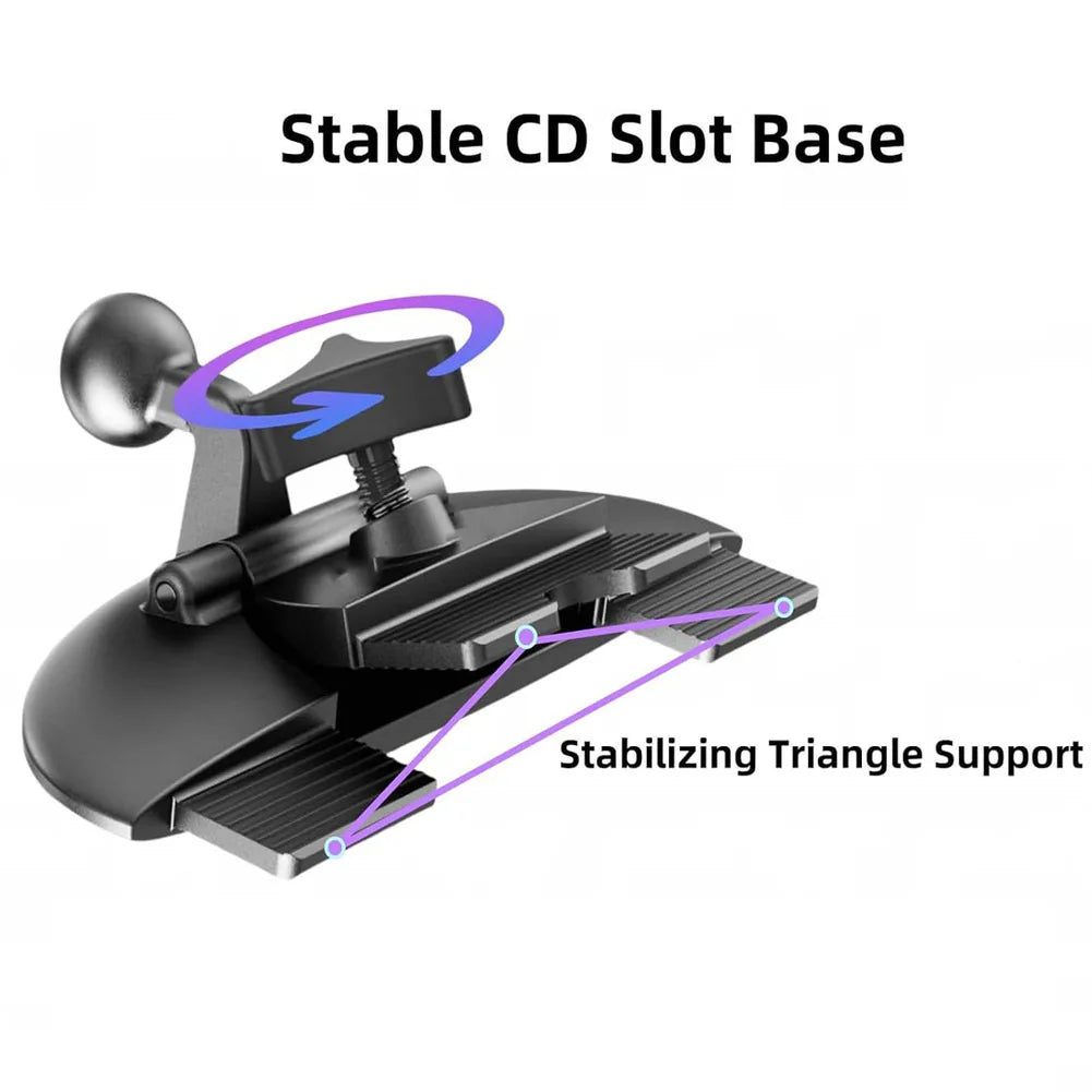 360° Rotating CD Slot Car Phone Mount for CarPlay Screen Car Phone Mount Babs