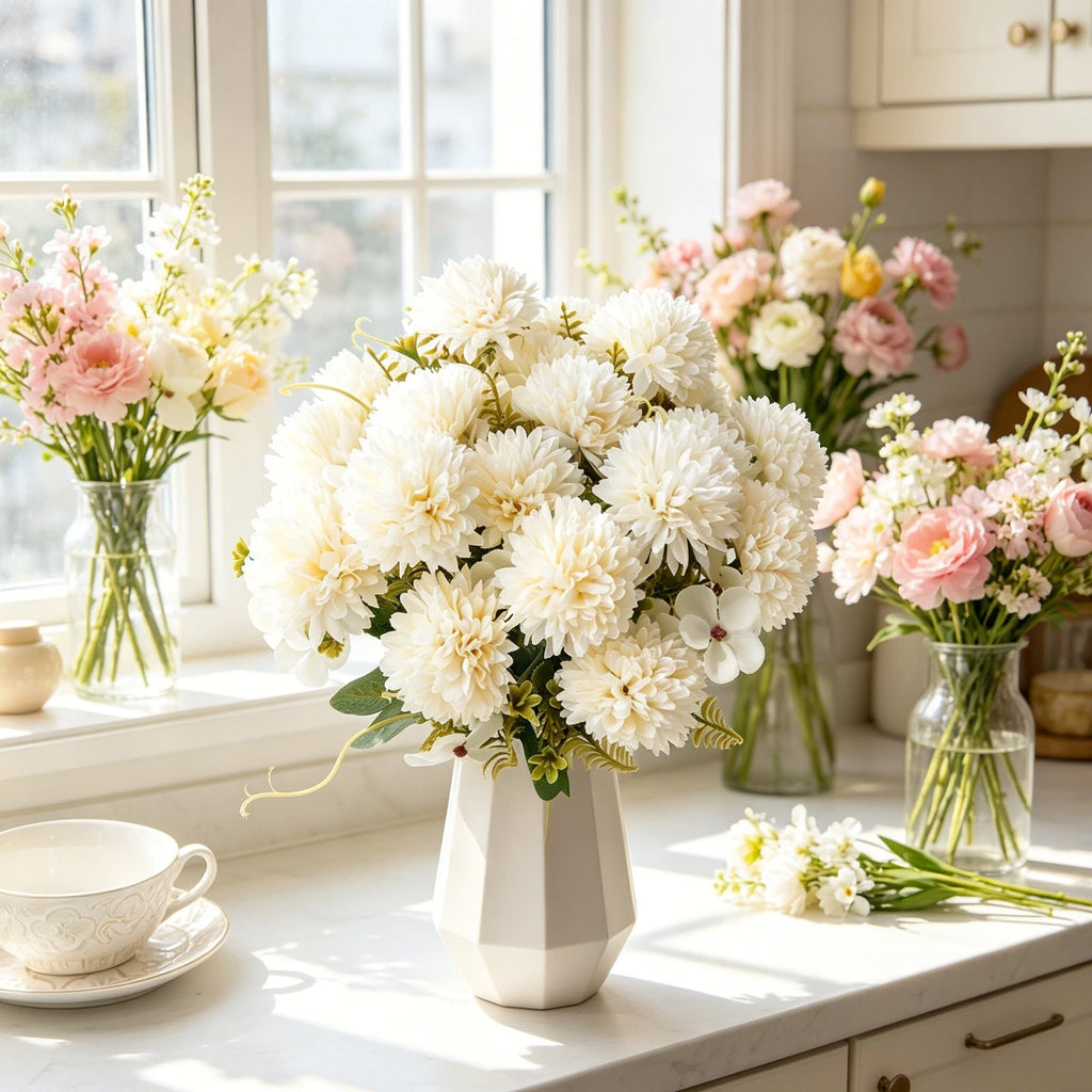Silk Ball Chrysanthemum Artificial Flower – Wedding & Home Decor Artificial Silk Flower Babs