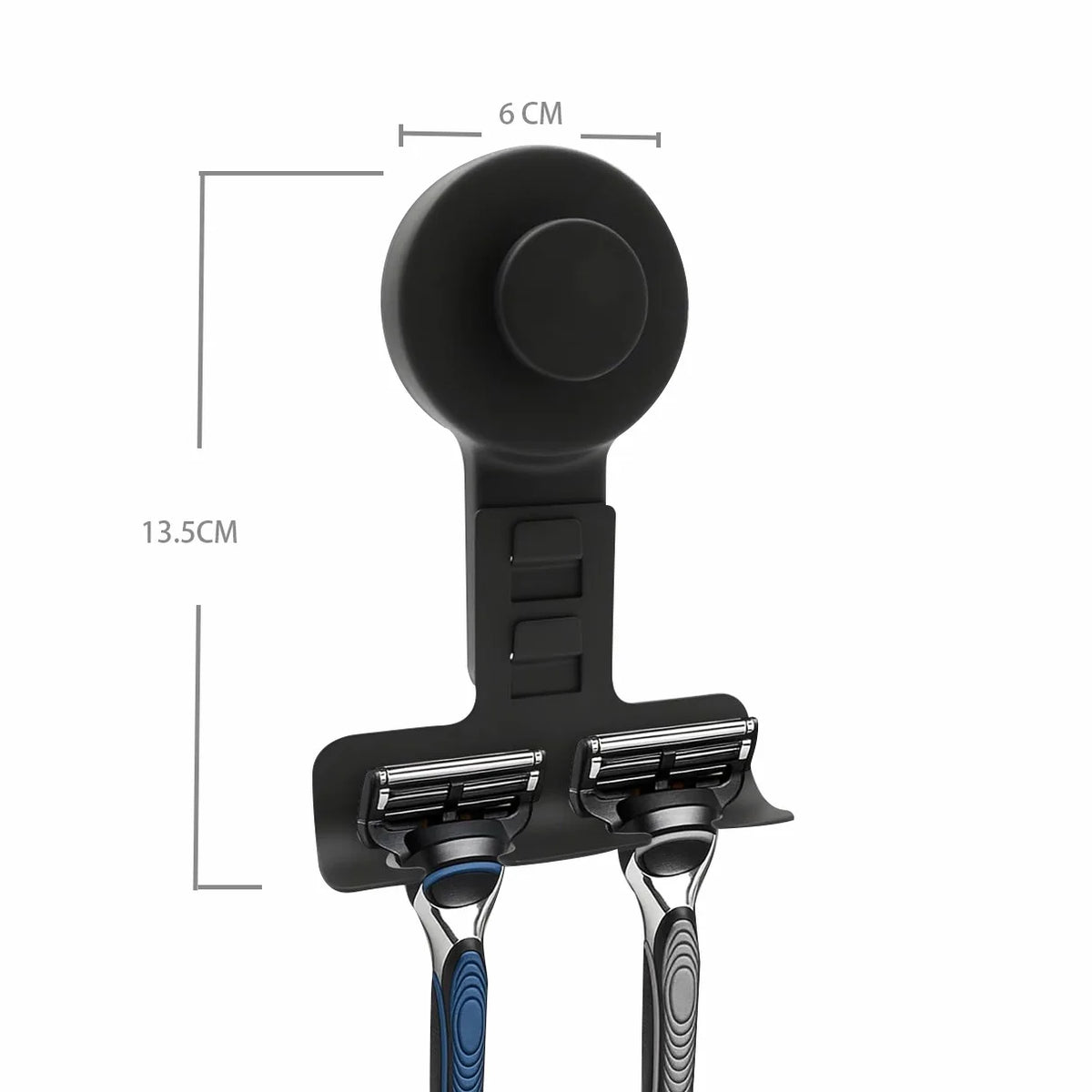3-Hook Suction Cup Razor Holder – Stainless Steel Shower Hook Shower Razor Holder Babs Long-Black