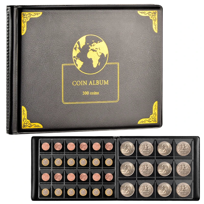 300 Pocket Coin Collection Album Book & Organizer for Collectors Coin Collection Album Babs black