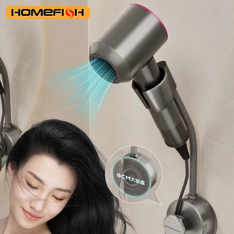 Suction Cup Hair Dryer Stand – Hands-Free Bathroom Organizer Hair Dryer Holder Babs