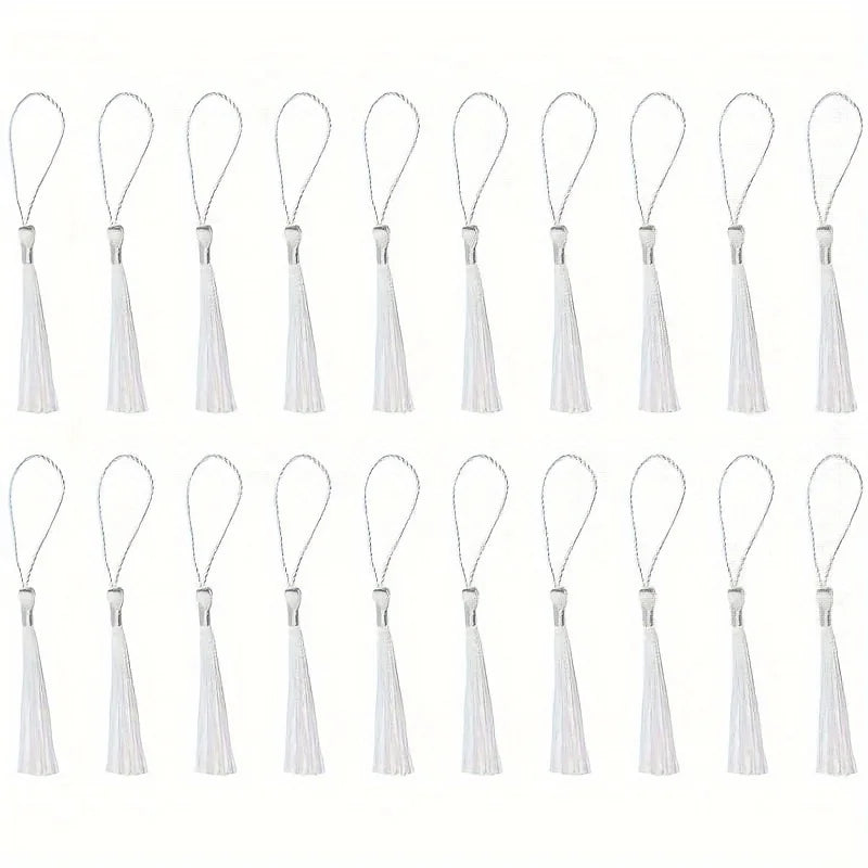 Mini Silky Handmade Tassels with Loop – Crafts & Jewelry Craft Tassels Babs White