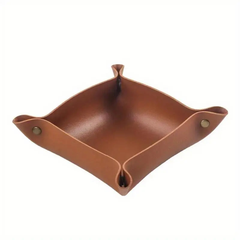PU Leather Foldable Rolling Tray – Portable Valet Organizer Valet Tray Organizer Babs Brown