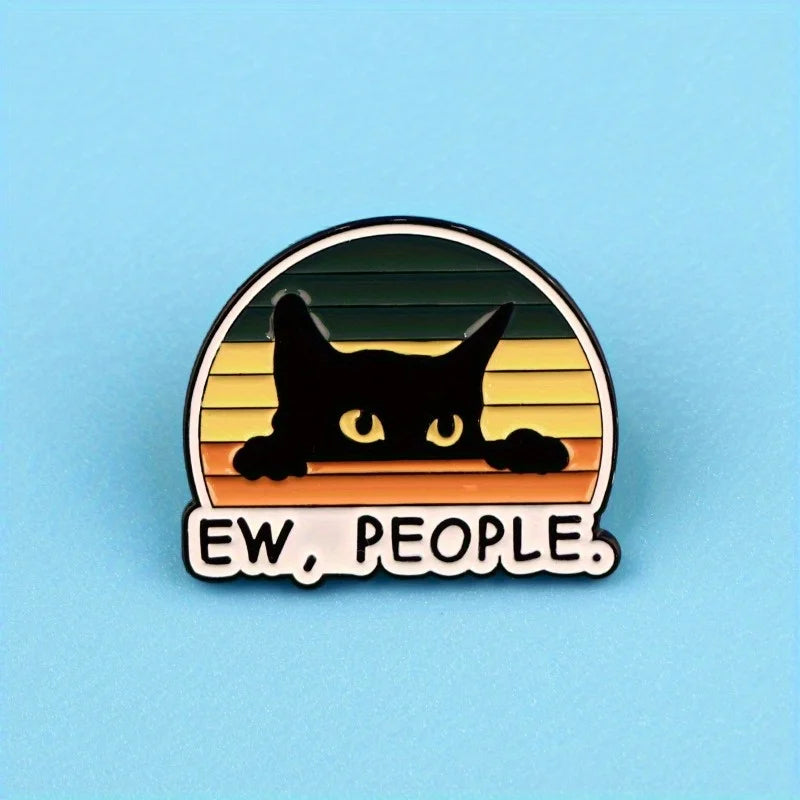 2pcs Black Cat Enamel Pin Brooch – Funny Animal Lapel Pin Set Enamel Lapel Pin Babs