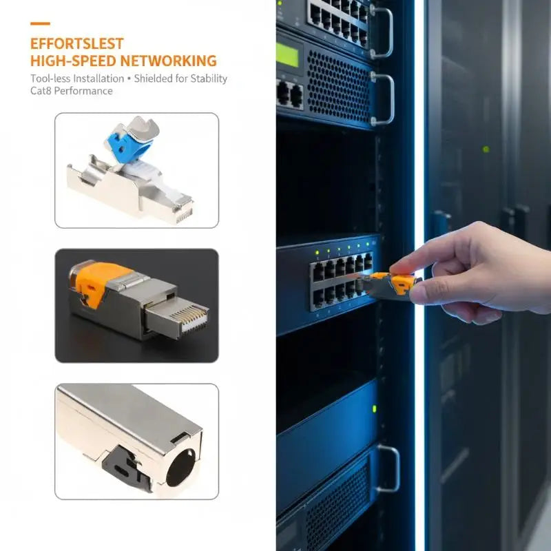 Tool-Free CAT5E RJ45 Ethernet Plug 22AWG–24AWG Reusable Ethernet RJ45 Plug Babs