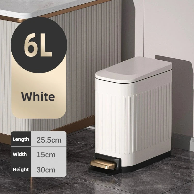 Stainless Steel Foot Pedal Trash Can with Lid – 10L Modern Foot Pedal Trash Can Babs 6L White