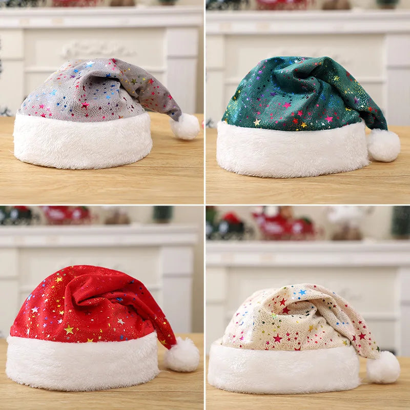 Adult Christmas Hat – Soft Festive Party Hat with Gold Stars Christmas Party Hat Babs