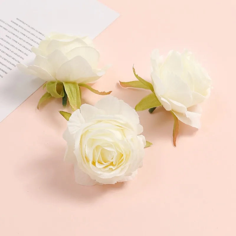 White Artificial Rose Flower Heads – Wedding & Home Decor Artificial Flower Heads Babs 6 10Pcs