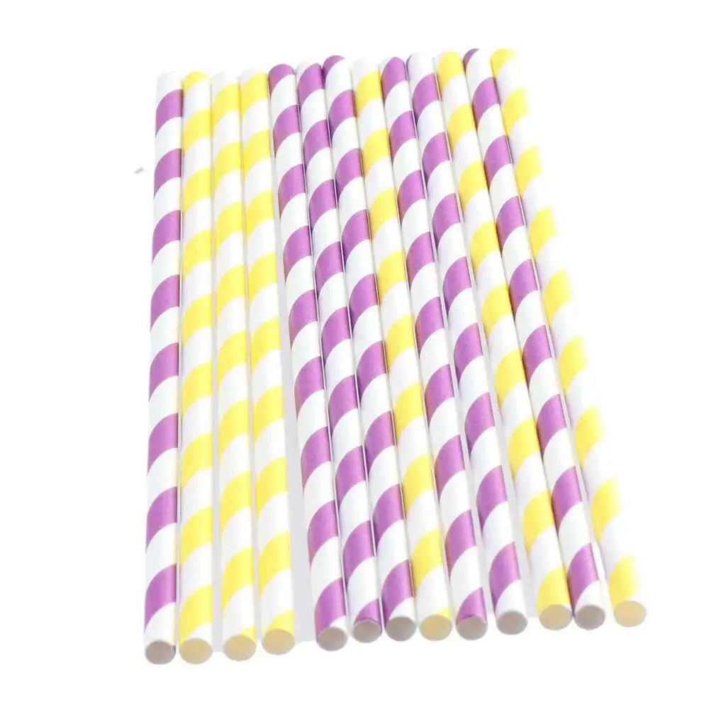 Colorful Stripe Paper Drinking Straws – 25-Pack Party Straws Disposable Paper Straws Babs