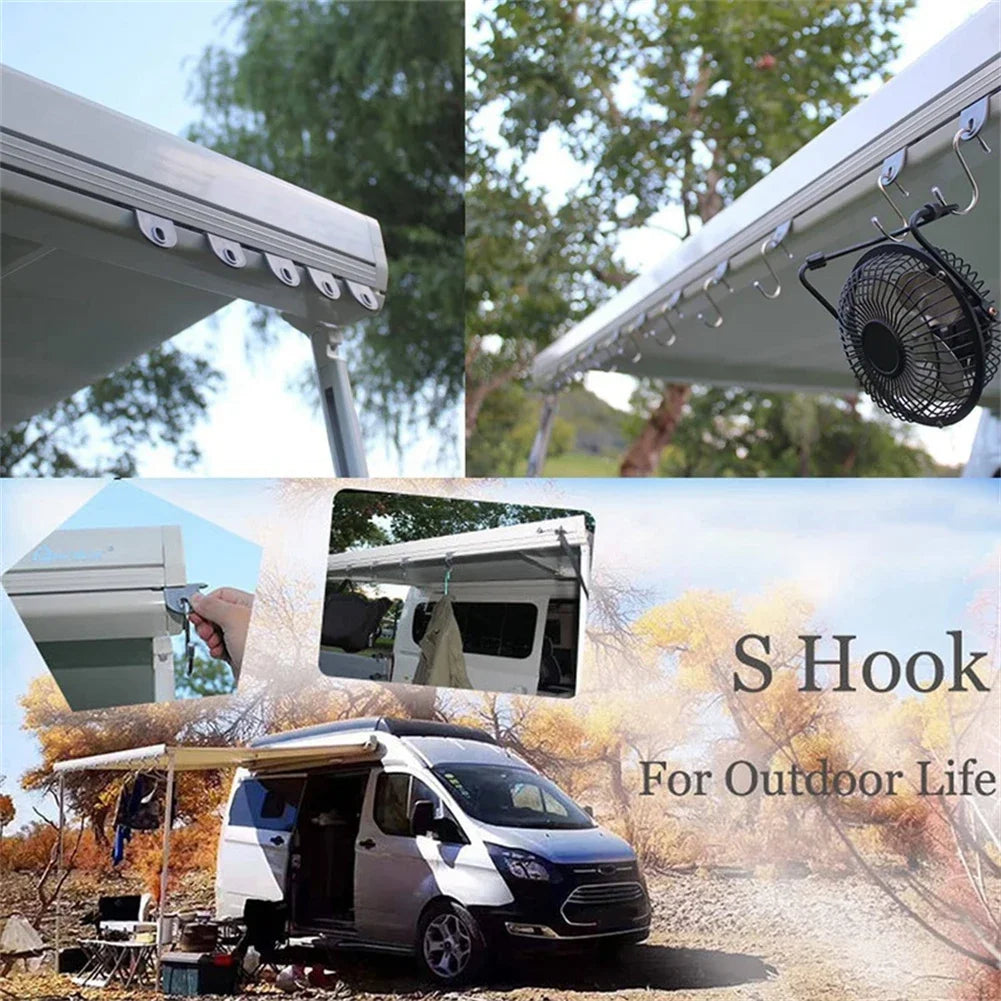 8-Pack S-Hook Camping Awning Clips & RV Tent Hangers Camping Awning Hooks Babs