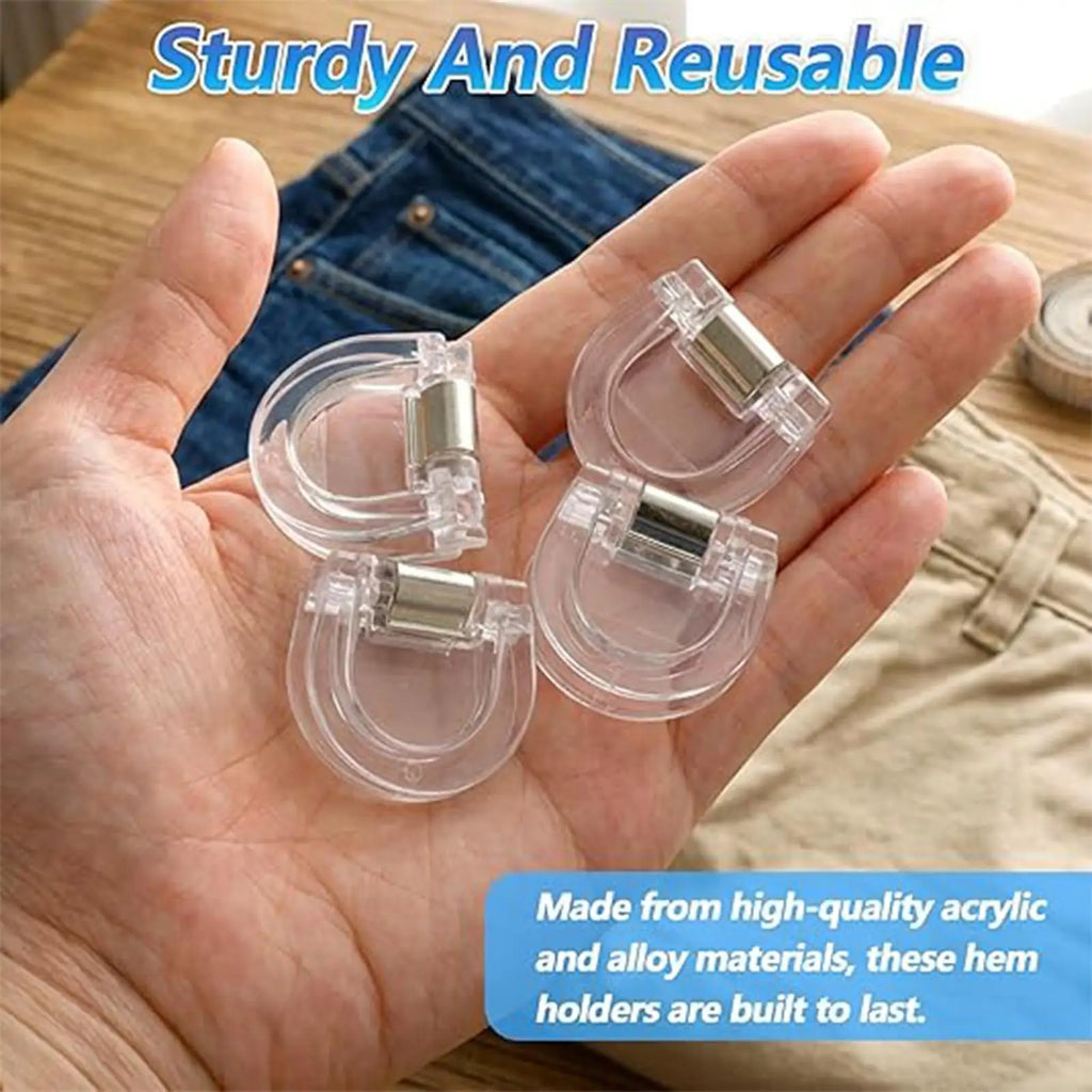 8-Pack Invisible Pants Hem Clips – No-Sew Leg Shortening Pants Hem Clips Babs