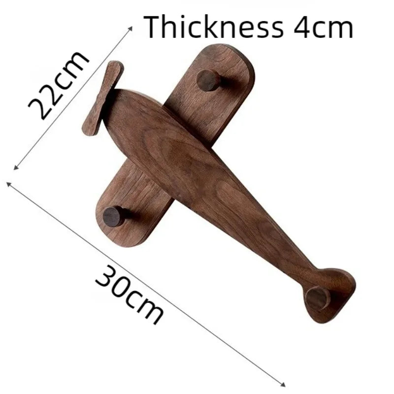 Airplane Wooden Wall Coat Rack – 3-Hook Modern Minimalist Hanger Wall Coat Rack Babs Brown