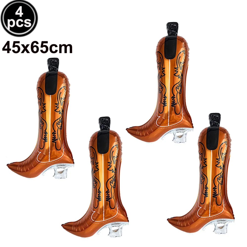Western Cowboy Party Balloons – Boot Hat Pistol Foil Set