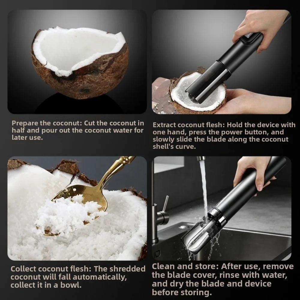 Electric Coconut Meat Grater – USB Rechargeable Handheld Scraper Electric Coconut Grater Babs