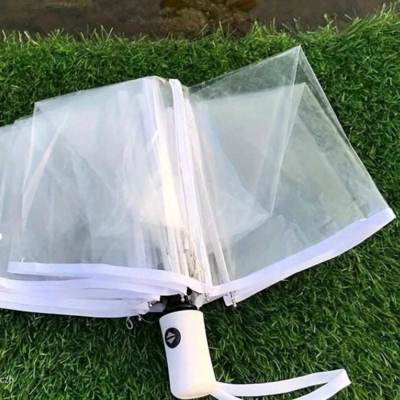 Auto Open Close Folding Clear Umbrella – Compact Transparent Folding Travel Umbrella Babs