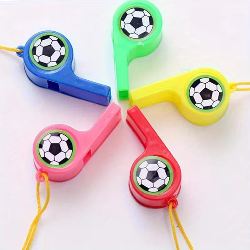 24 Mini Plastic Whistles with Ropes – Kids Party Favors Party Favor Toy Babs