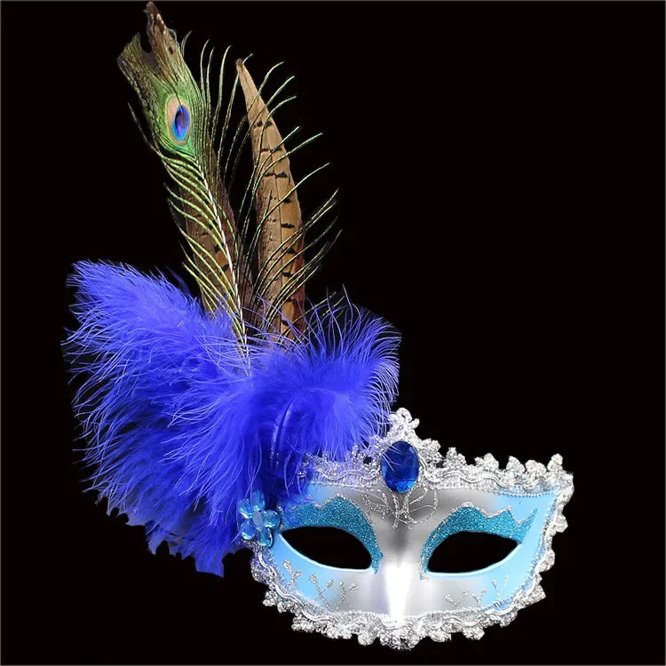 12pc Peacock Feather Lace Masquerade Masks – Venetian Party Set Masquerade Party Masks Babs