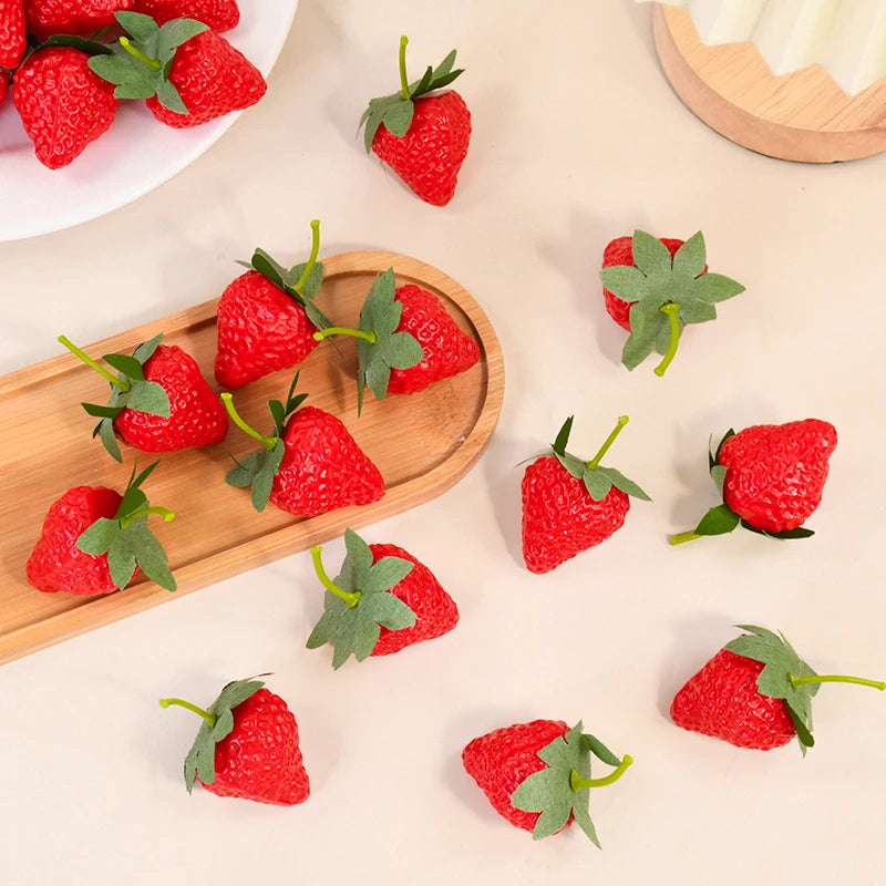 Artificial Strawberries Fake Plastic Fruit Décor – 10/20 Pcs Artificial Fruit Decor Babs