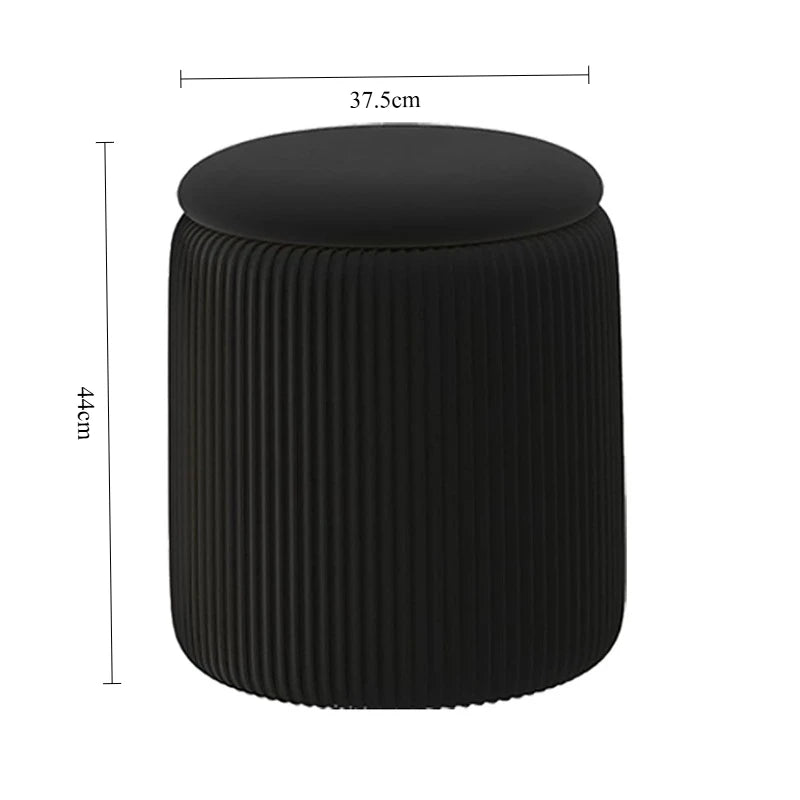 Round Storage Ottoman Pouf – Nordic Modern Fabric Footrest Stool Storage Ottoman Stool Babs Black large