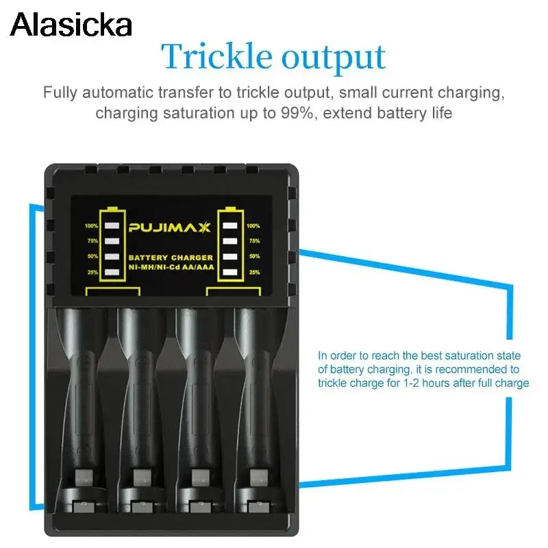 4-Slot AA/AAA Ni-MH Ni-Cd Battery Charger with LED Indicator Battery Charger Babs