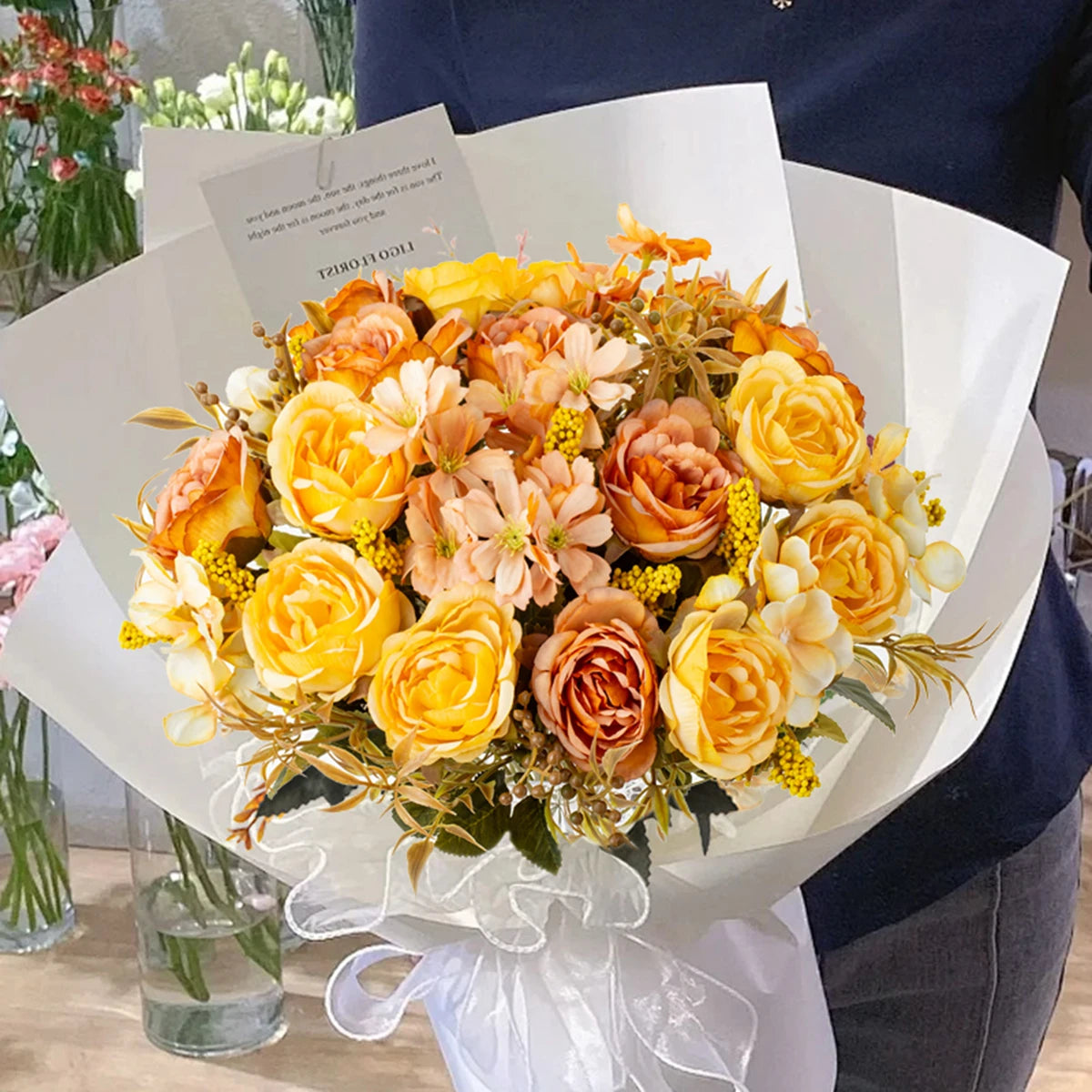 Artificial Silk Rose Peony Bouquet – Wedding & Home Décor Artificial Flower Bouquet Babs