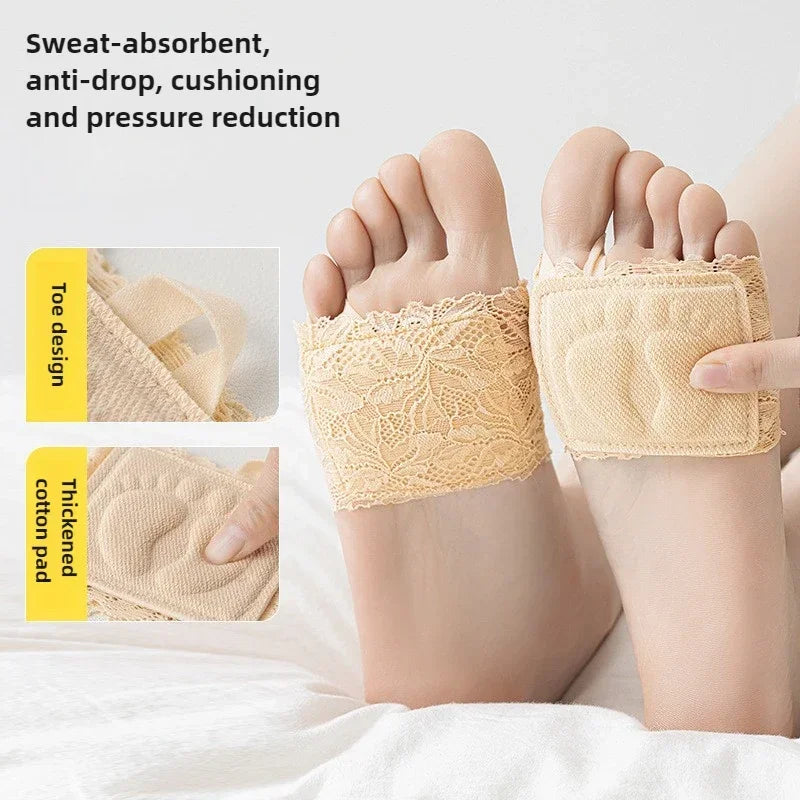 Women's Non-Slip Half Sole Lace Foot Cover Socks 1-10 Pairs Half Sole Foot Cover Babs